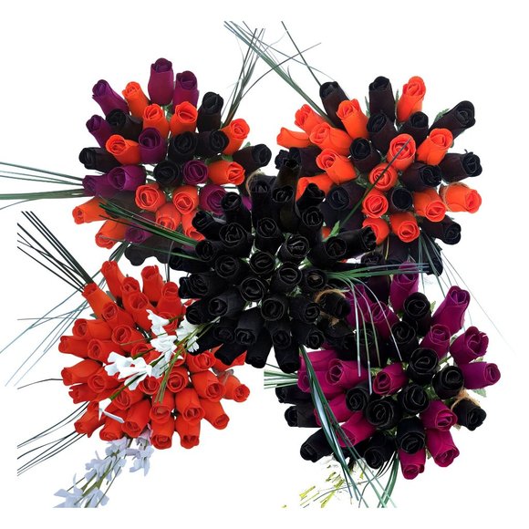 All Orange Wooden Rose Bouquet 1 Dozen - Picture 8 of 8